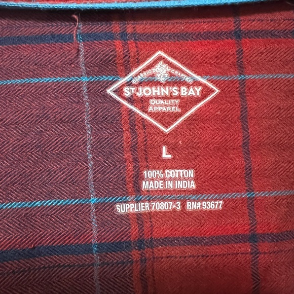 ST. JOHN’S BAY Women’s Red/Blue Plaid Flannel - Picture 7 of 8